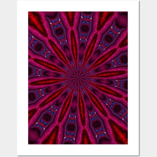 Ruby Sapphire Fractal Mandala Kaleidoscope Abstract Posters and Art